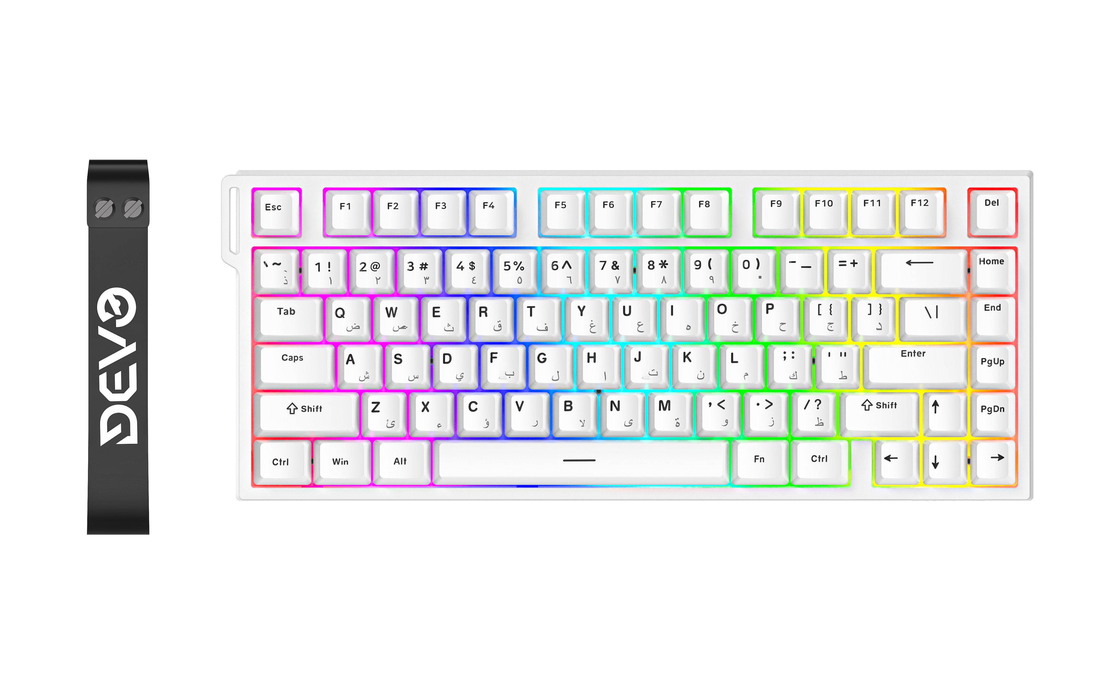 لوحة مفاتيح الألعاب Devo MagneticStrike البيضاء بإضاءة RGB